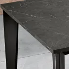 Tavolo Allungabile con Piano in Melaminico Marmo e Gambe Antracite - Ariel Viadurini