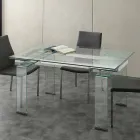 Tavolo allungabile con piano in vetro temperato Lord Viadurini