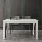 Tavolo allungabile con piano in vetro temperato moderno Baltimora Viadurini
