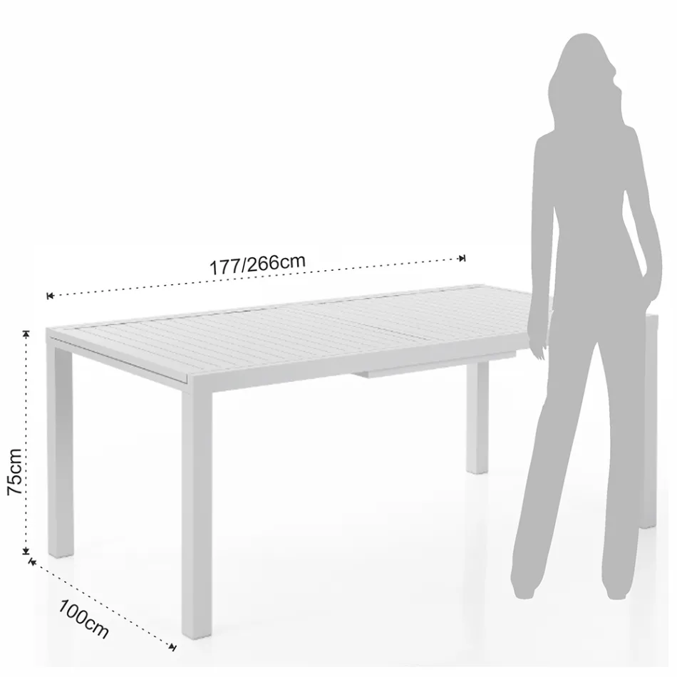 Tavolo Allungabile da Giardino con Piano e Base in Alluminio Bianco - Parler Viadurini