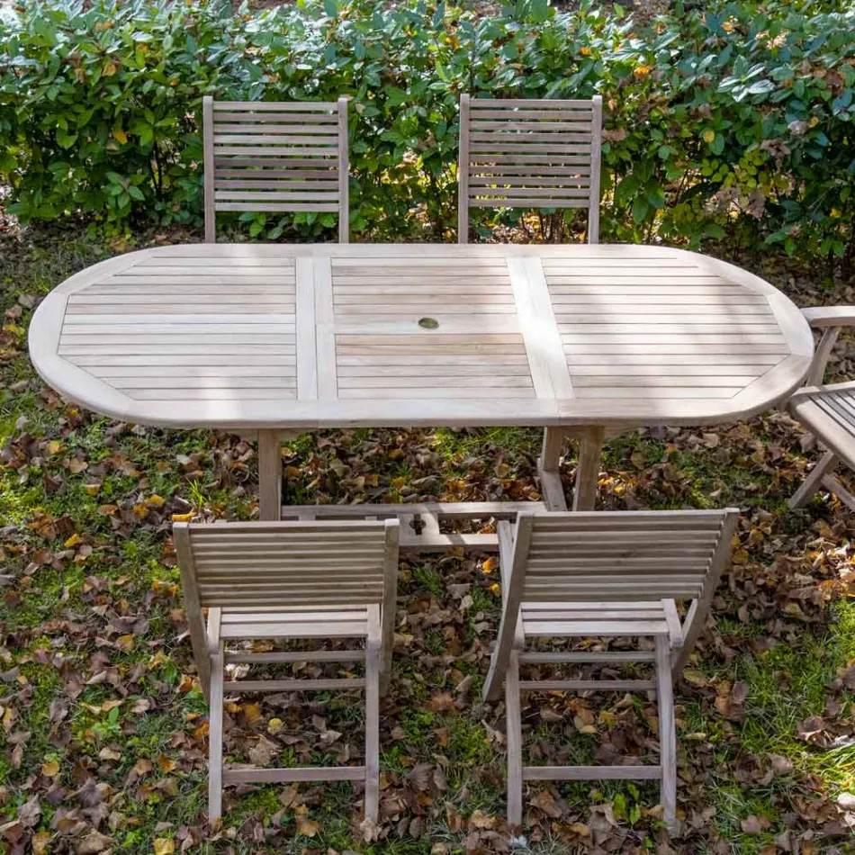 Tavolo Allungabile da Giardino in Teak in Diverse Misure – Yggdrasil Viadurini