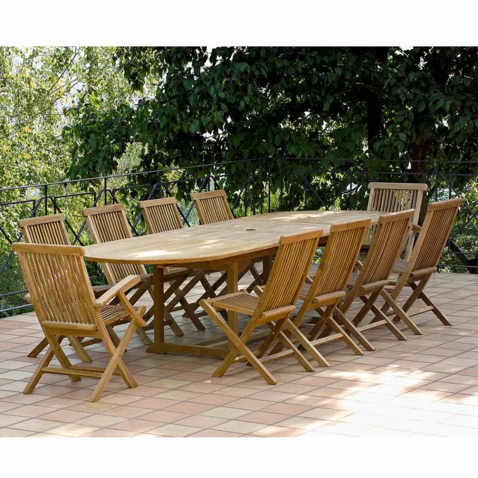 Tavolo Allungabile da Giardino in Teak in Diverse Misure – Yggdrasil Viadurini