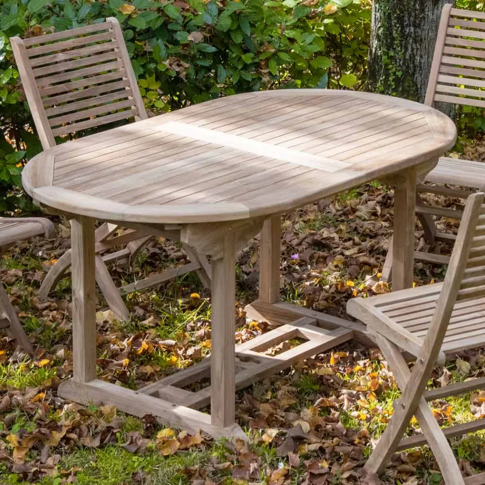 Tavolo Allungabile da Giardino in Teak in Diverse Misure – Yggdrasil Viadurini