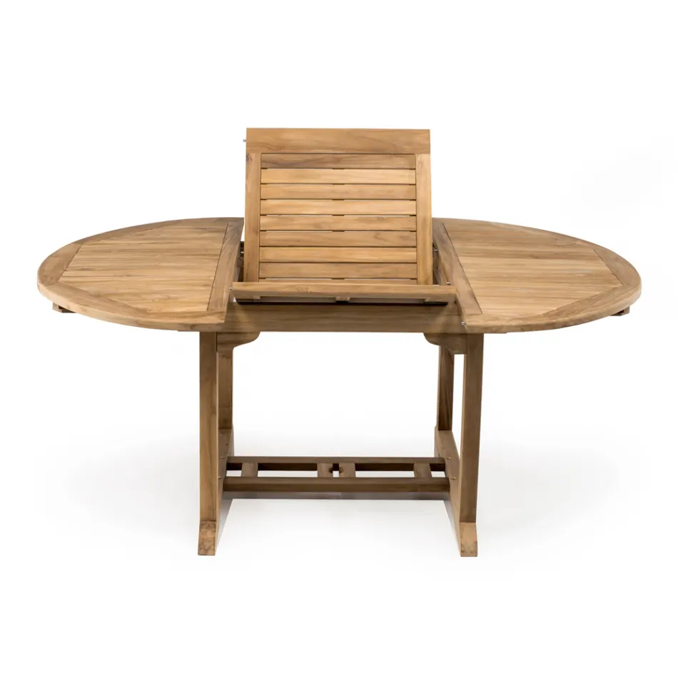 Tavolo Allungabile da Giardino in Teak Naturale – Yggdrasil Viadurini