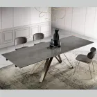 Tavolo Allungabile da Soggiorno in Metallo e Vetroceramica Made in Italy - Meluso Viadurini