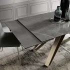 Tavolo Allungabile da Soggiorno in Metallo e Vetroceramica Made in Italy - Meluso Viadurini