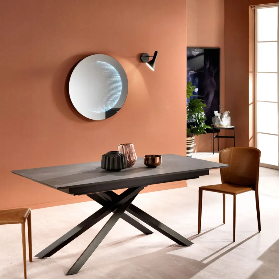 Tavolo allungabile di design con gambe in metallo, Lucera Viadurini