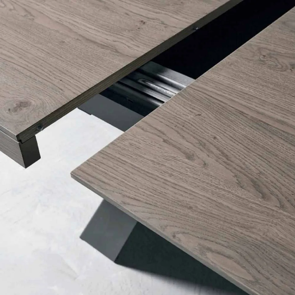 Tavolo allungabile di design in legno rovere fatto in Italia Zerba Viadurini