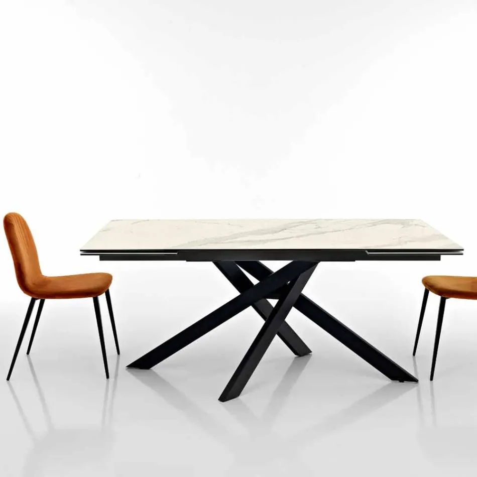 Tavolo allungabile di design in vetroceramica fatto in Italia, Dionigi Viadurini