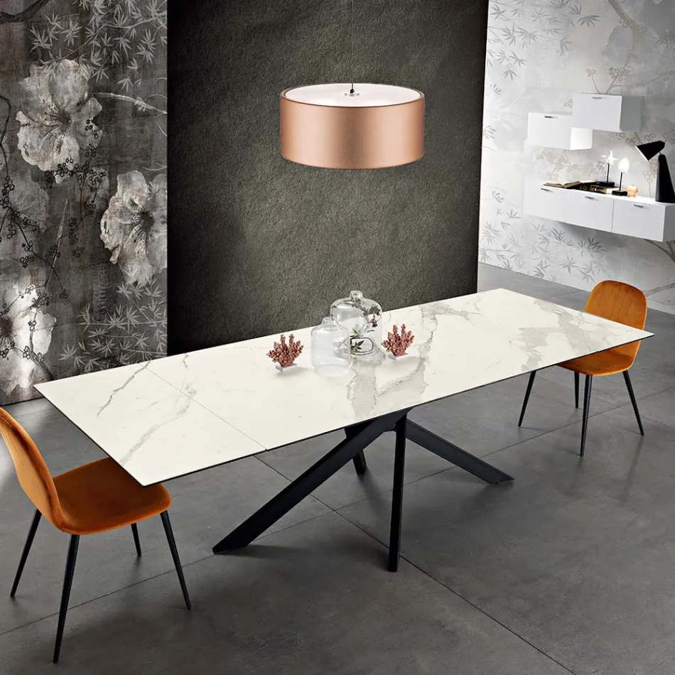Tavolo allungabile di design in vetroceramica fatto in Italia, Dionigi Viadurini