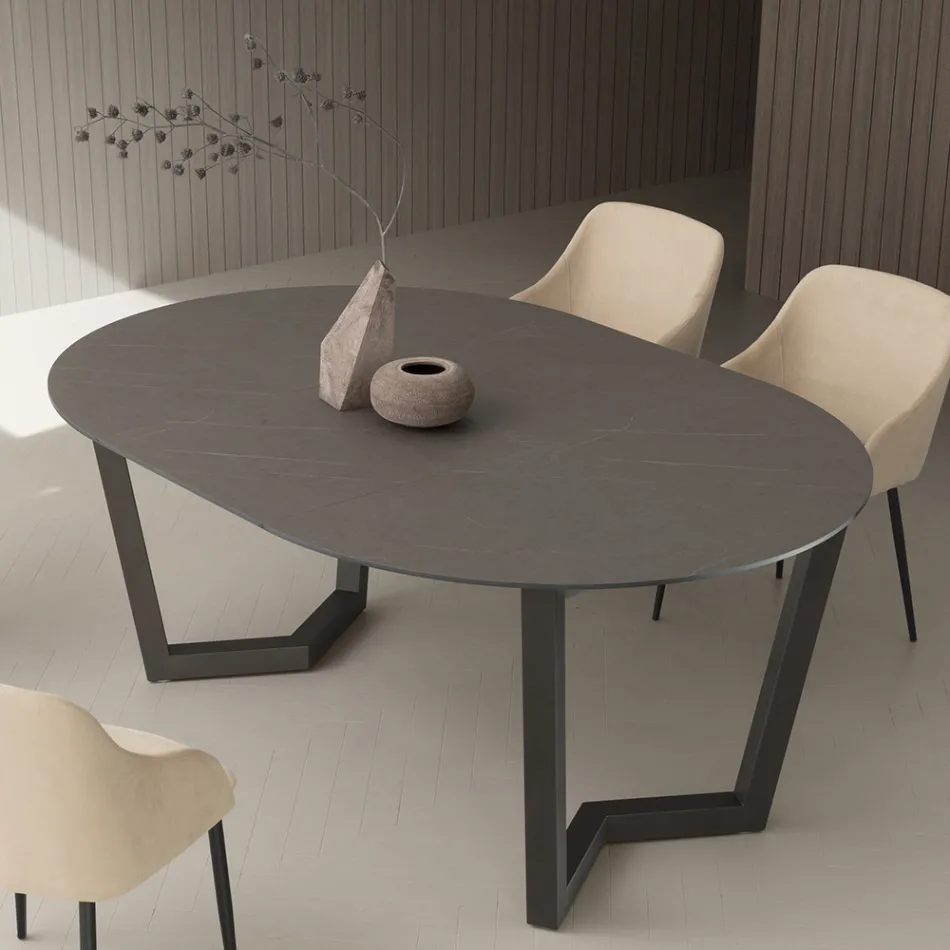 Tavolo Allungabile Fino 180 cm Tondo Hpl Stratificato Made in Italy - Bastiano Viadurini