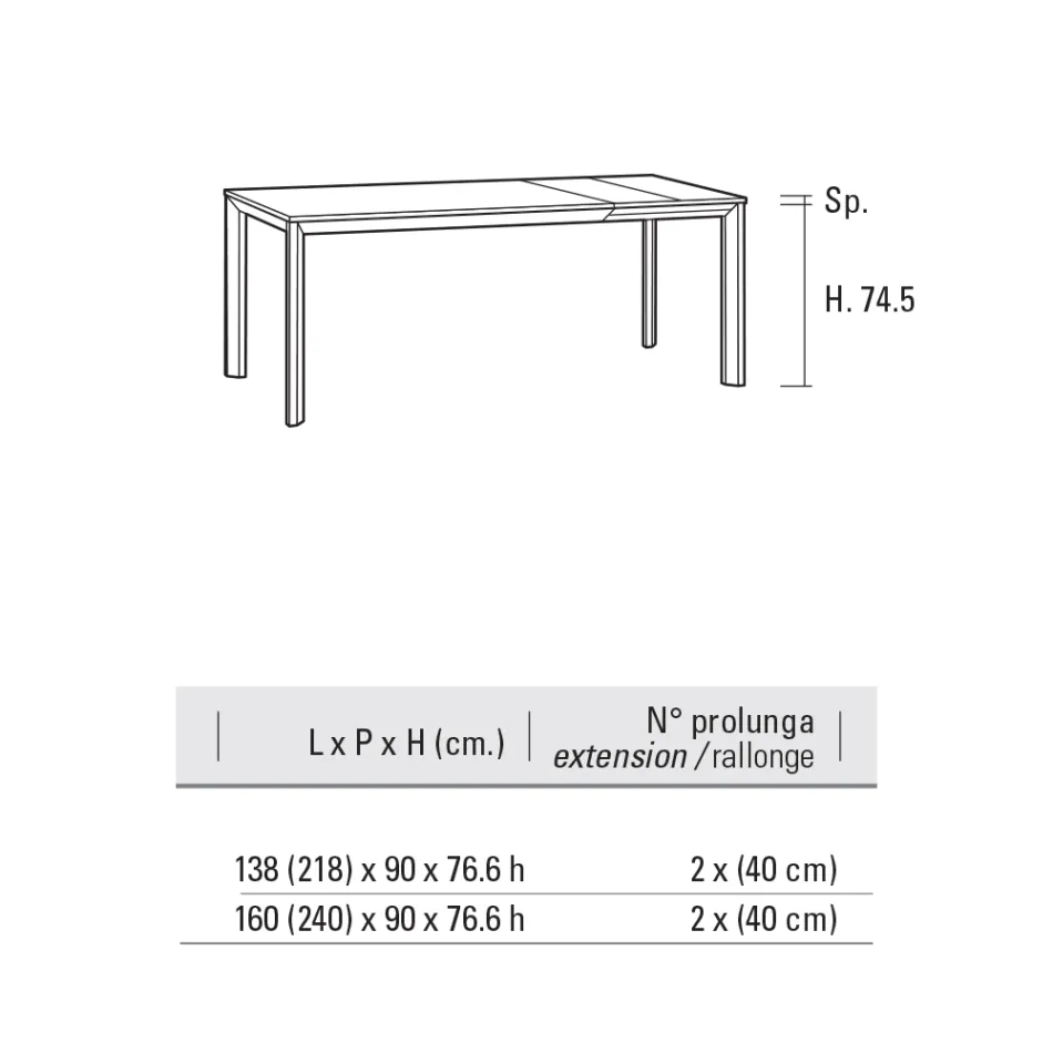 Tavolo Allungabile Fino 240 cm Piano in Laminam Made in Italy - Filiberto Viadurini