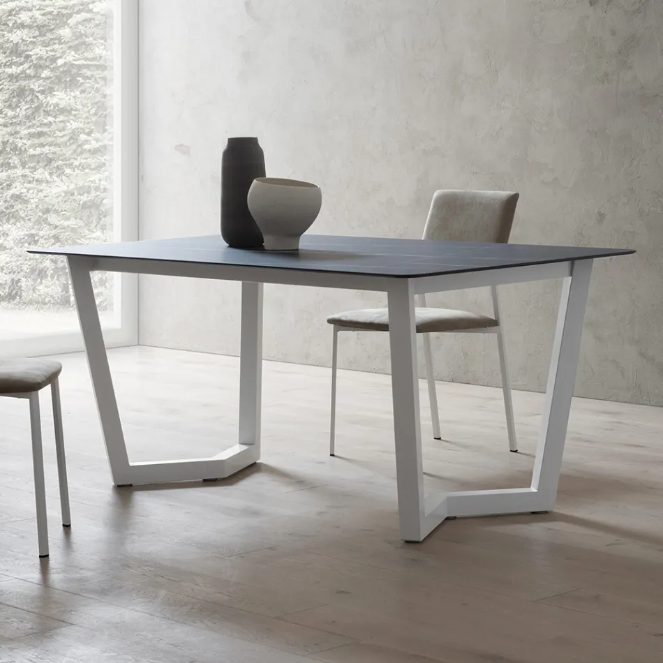Tavolo Allungabile Fino 300 cm Piano Hpl Stratificato Made in Italy - Bastiano Viadurini