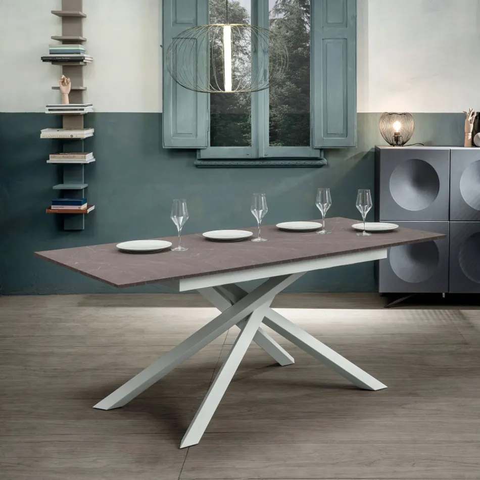 Tavolo Allungabile fino a 190 cm in Metallo e Piano in Melaminico - Lavanda Viadurini
