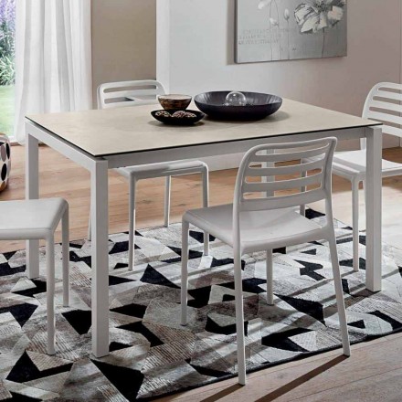 Tavolo Allungabile Fino a 238 cm in Laminam e Metallo Made in Italy - Remigio Viadurini