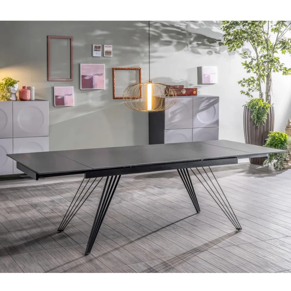 Tavolo Allungabile fino a 240 cm in Ceramica e Metallo - Bouquet Viadurini