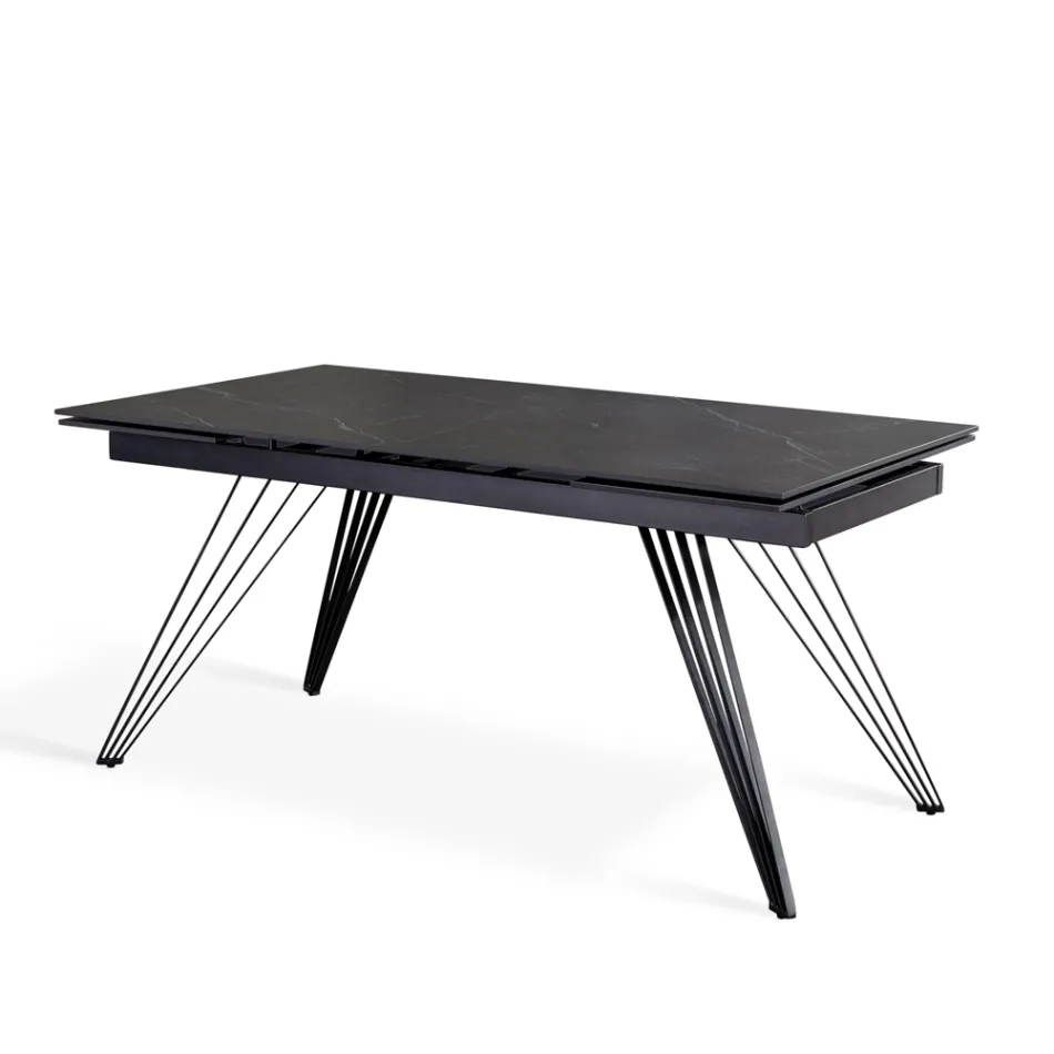 Tavolo Allungabile fino a 240 cm in Ceramica e Metallo - Bouquet Viadurini