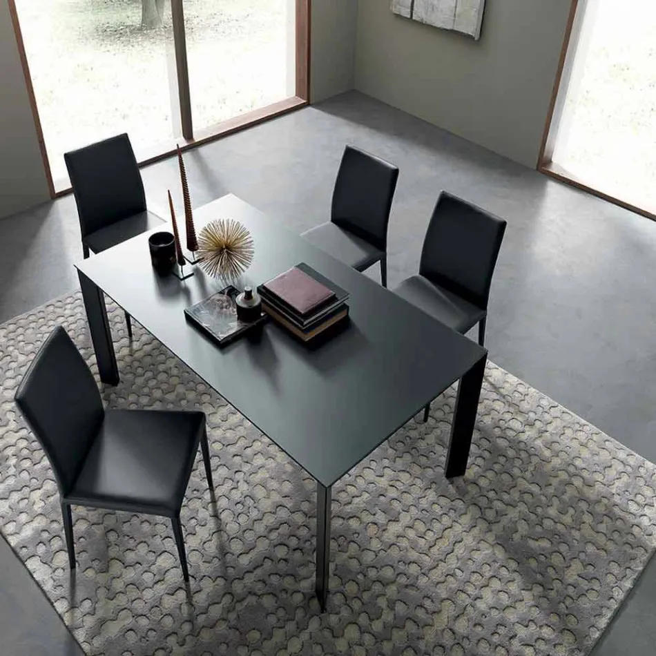 Tavolo Allungabile Fino a 250 cm con Piano in Vetro Made in Italy - Pitagora Viadurini