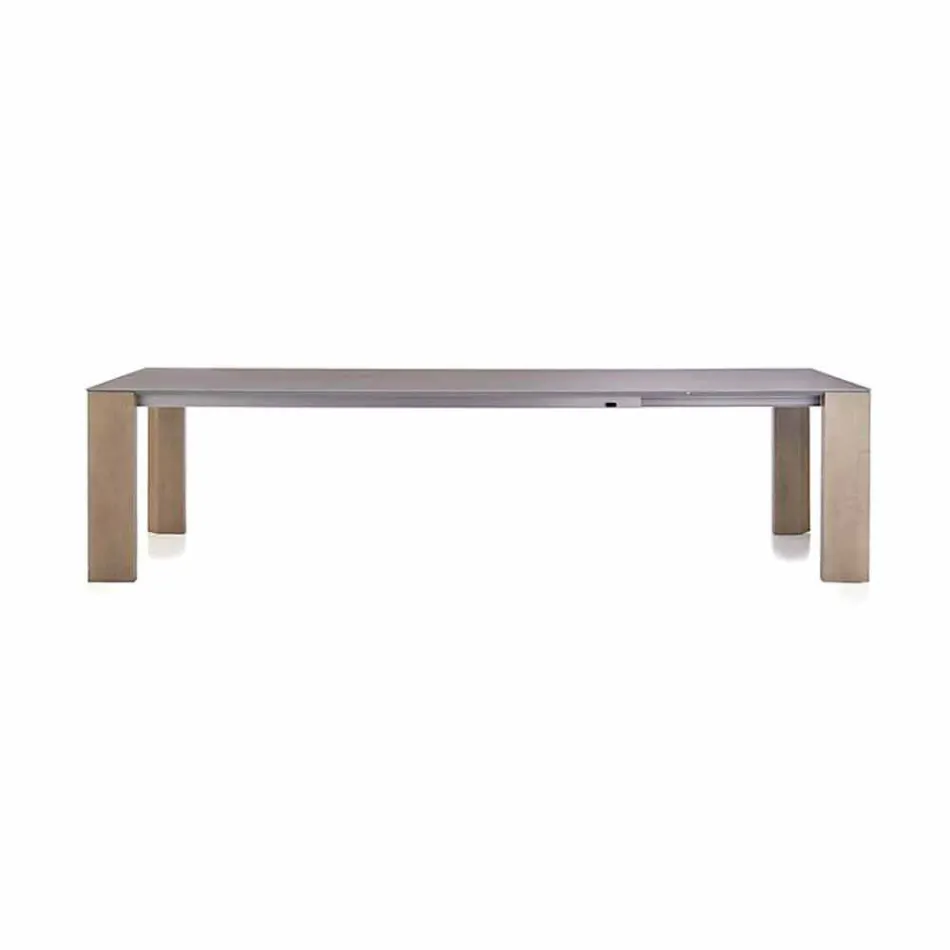Tavolo Allungabile Fino a 300 cm in Ceramica e Gambe in Legno - Ipanemo Viadurini