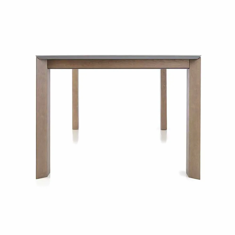 Tavolo Allungabile Fino a 300 cm in Ceramica e Gambe in Legno - Ipanemo Viadurini