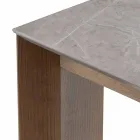 Tavolo Allungabile Fino a 300 cm in Ceramica e Gambe in Legno - Ipanemo Viadurini
