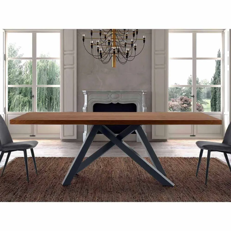 Tavolo Allungabile Fino a 300 cm in Legno e Acciaio Made in Italy - Settimmio Viadurini