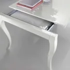Tavolo Allungabile fino a 350cm in Legno Noce Tanganika Bianco Lucido, Leomas Viadurini