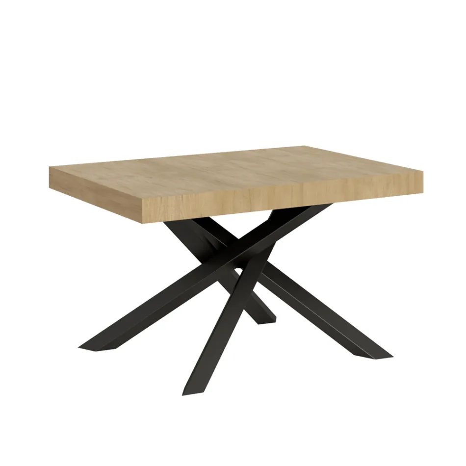 Tavolo Allungabile Fino a 440 cm in Ferro Antracite e Legno Made in Italy - Graffo Viadurini