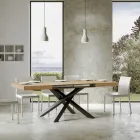 Tavolo Allungabile Fino a 440 cm in Ferro Antracite e Legno Made in Italy - Graffo Viadurini