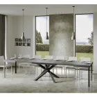 Tavolo Allungabile Fino a 440 cm in Ferro Antracite e Legno Made in Italy - Graffo Viadurini