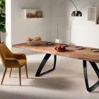 Tavolo allungabile impiallacciato rovere e metallo nero Travis Viadurini