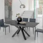Tavolo Allungabile in Ceramica Calacatta Black Lucidato Starlit - Balia Viadurini