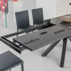 Tavolo Allungabile in Ceramica Calacatta Black Lucidato Starlit - Balia Viadurini