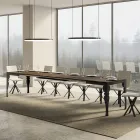 Tavolo Allungabile in Legno Nobilitato e Sottopiano in Ferro Antracite – Sassone Viadurini