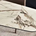 Tavolo Allungabile in Metallo e Piano in Gres Porcellananto Effetto Marmo - Vittorio Viadurini