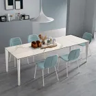 Tavolo Allungabile in Vetroceramica e Base in Metallo di Diverse Finiture - Ariel Viadurini