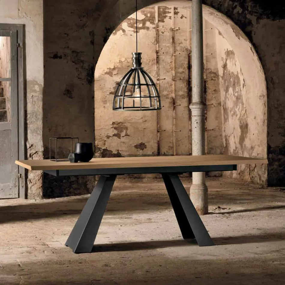 Tavolo Allungabile Lateralmente in Rovere Made in Italy -  Zerba Viadurini