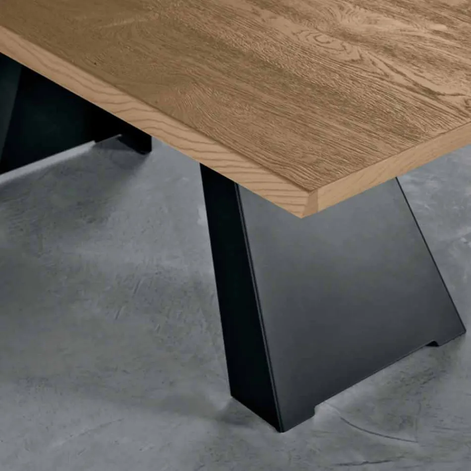 Tavolo Allungabile Lateralmente in Rovere Made in Italy -  Zerba Viadurini
