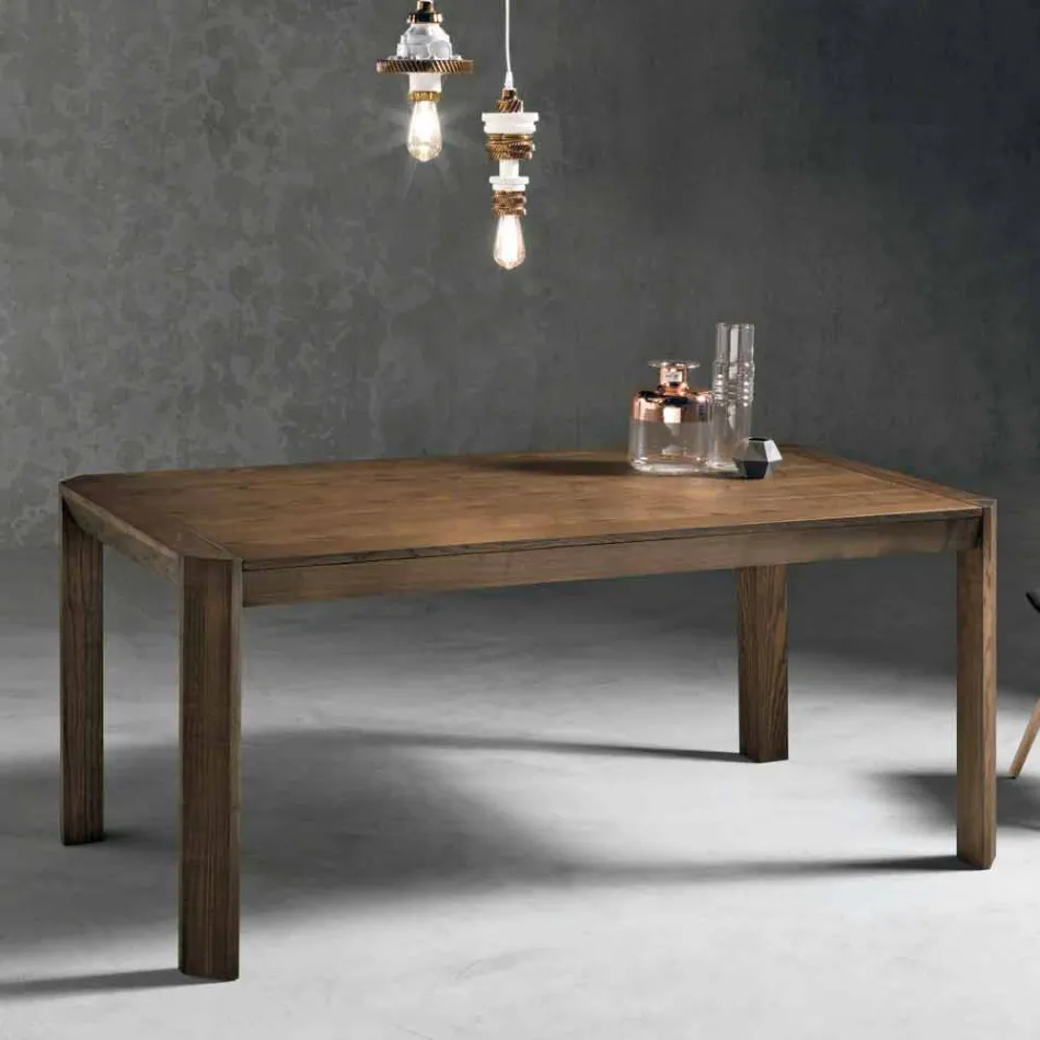 Tavolo allungabile moderno con gambe trapezio in legno frassino Parre Viadurini