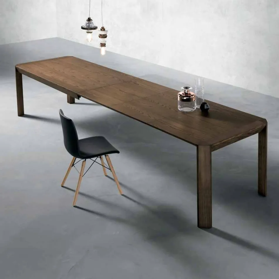 Tavolo allungabile moderno con gambe trapezio in legno frassino Parre Viadurini