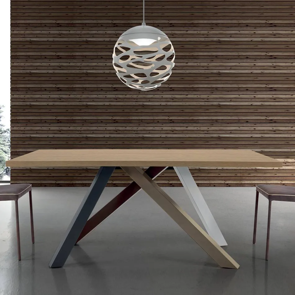 Tavolo Allungabile Moderno con Piano in Legno Laminato Made in Italy – Settimmio Viadurini
