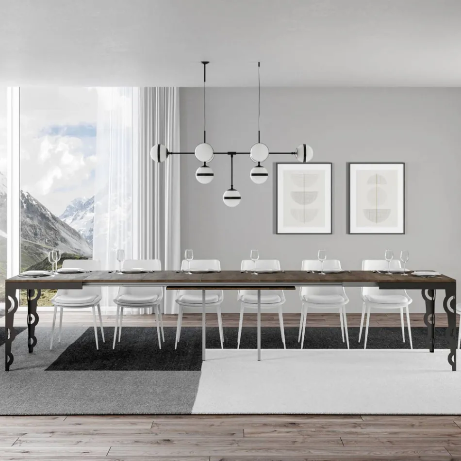 Tavolo Allungabile Moderno in Legno Nobilitato e Sottopiano in Ferro – Marella Viadurini
