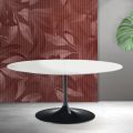 Tavolo Allungabile Tulip Saarinen H 74 cm in Ceramica Florim Bianca - Scarlet