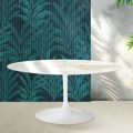 Tavolo Allungabile Tulip Saarinen H 74 cm in Ceramica Florim Calacatta Gold Lucido - Scarlet