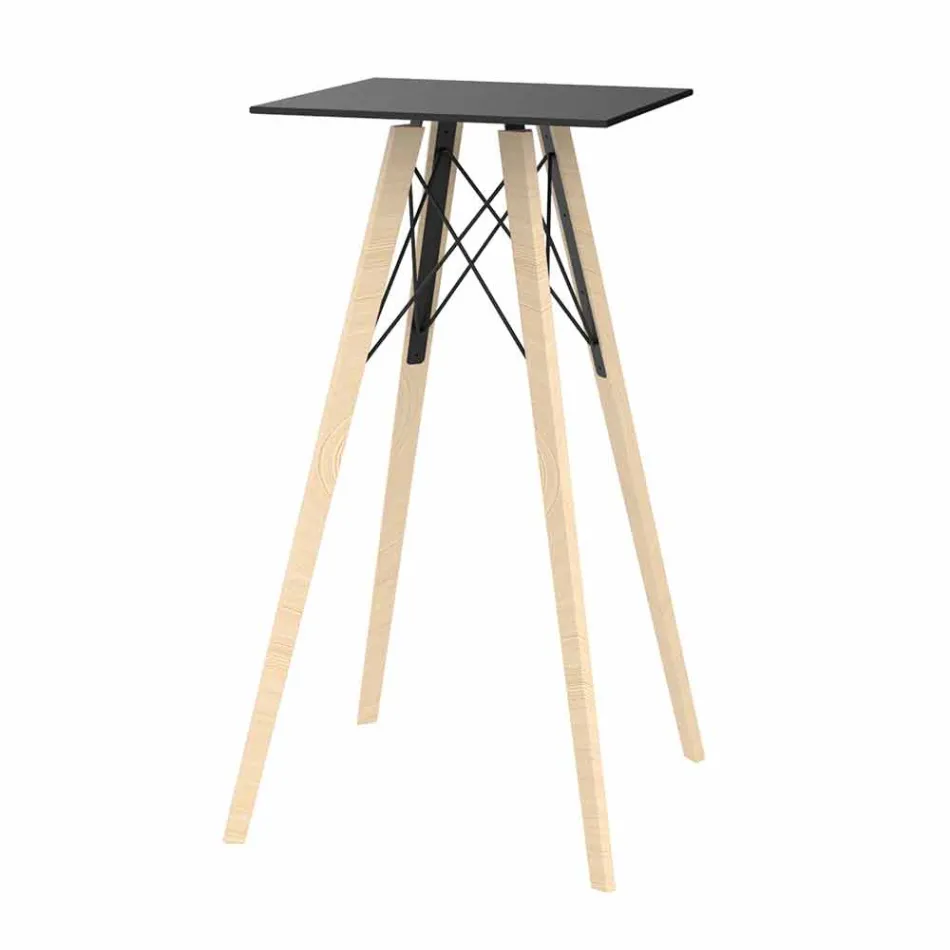 Tavolo Alto da Bar Design Quadrato in Legno e Hpl, 4 Pezzi - Faz Wood by Vondom Viadurini