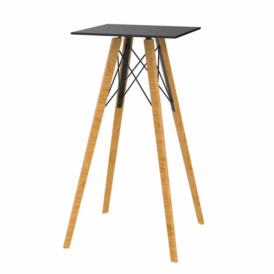 Tavolo Alto da Bar Design Quadrato in Legno e Hpl, 4 Pezzi - Faz Wood by Vondom Viadurini
