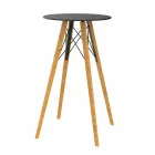 Tavolo Alto da Bar Rotondo Design in Legno e Hpl, 4 Pezzi - Faz Wood by Vondom Viadurini