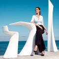 Tavolo alto da esterno H 100 cm di design, in polietilene, Wing Vondom