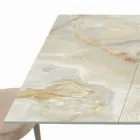 Tavolo con Allunghe Integrate e Base in Acciaio Visone Made in Italy - Dalmata Viadurini