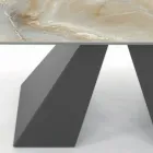 Tavolo con Allunghe Integrate e Base in Acciaio Visone Made in Italy - Dalmata Viadurini